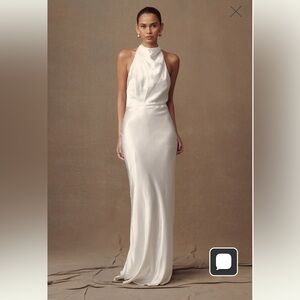 Meshki Ivory Halter Neck Gown